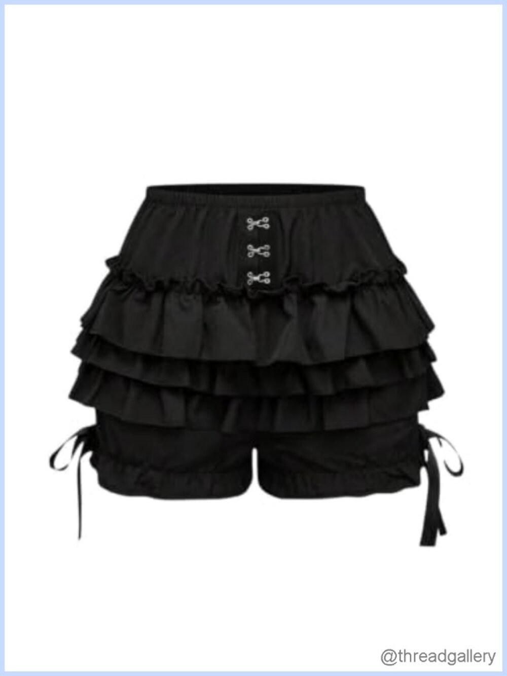 Plus Size Y2K Gothic Lace Ruffle Bloomer Shorts Tiered Layered Bow